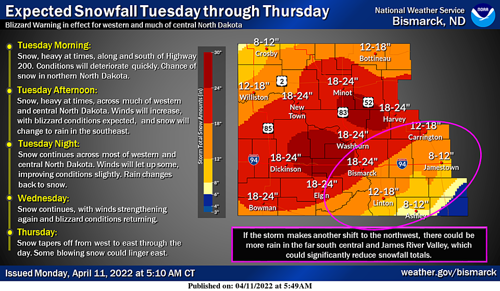 NWS: 1-2 Feet of Snow Possible in North Dakota