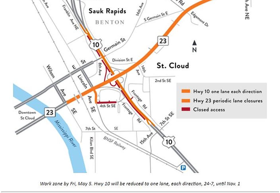Lane Closures Starting on Highway 10 in St. Cloud