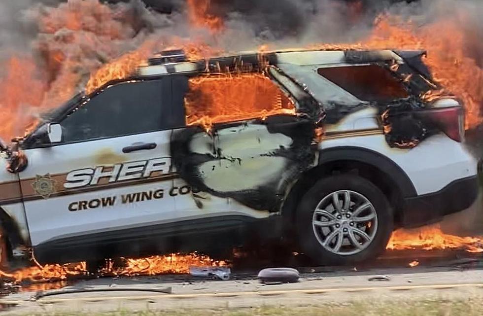 Deputy’s Squad Car Bursts Into Flames After Crash