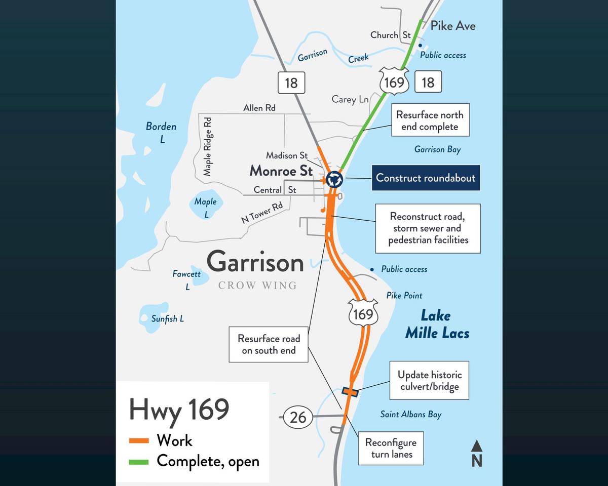 Temporary Roundabout Opens at Hwys 169/18 in Garrison for Access Temporary Roundabout Opens at Hwys 169/18 in Garrison for Access