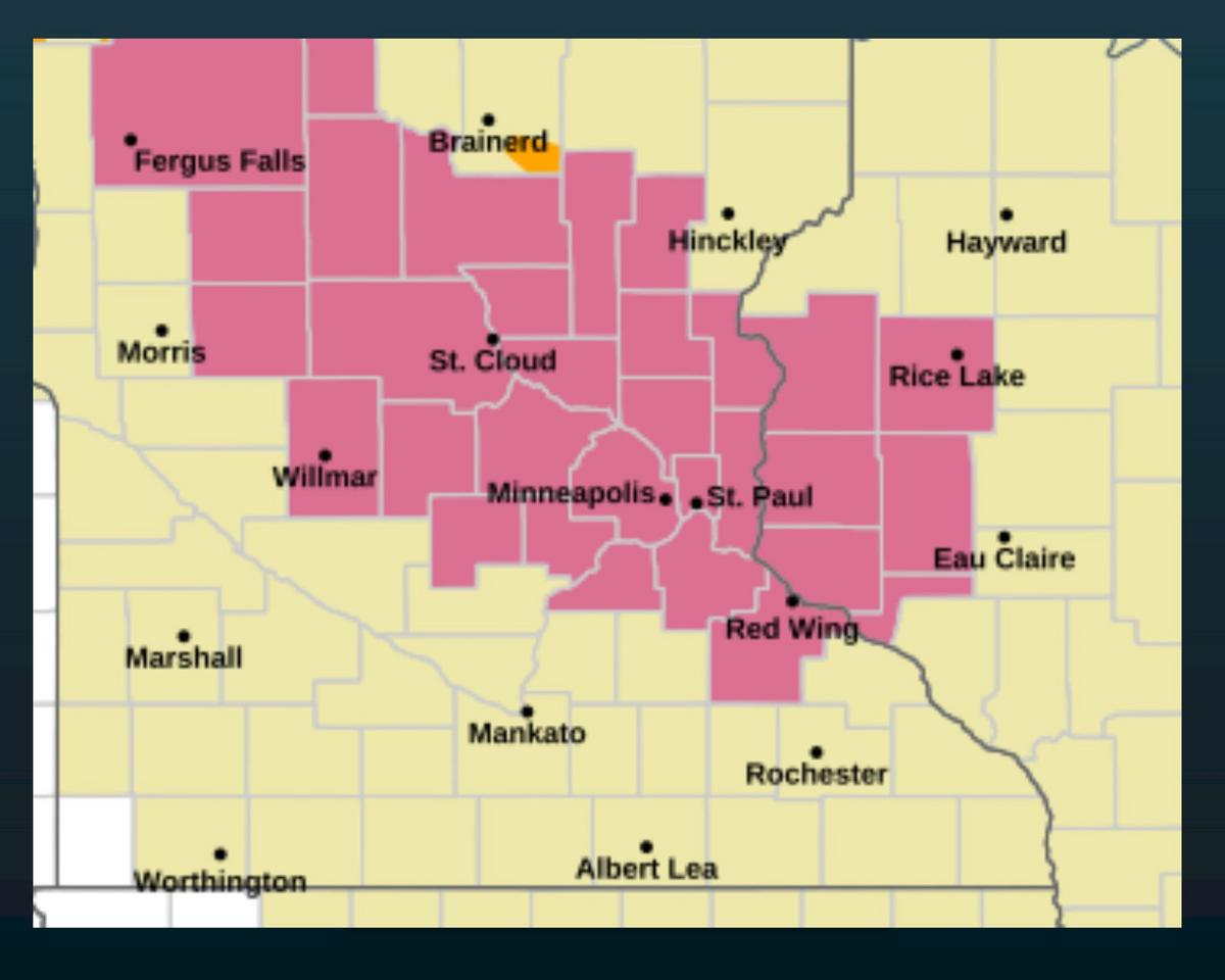 Thunderstorms Forecasted: Counties at Risk Along I-94 Corridor Thunderstorms Forecasted: Counties at Risk Along I-94 Corridor