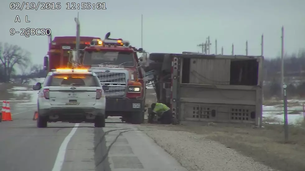 Winds Blow Over Semis in Bremer County