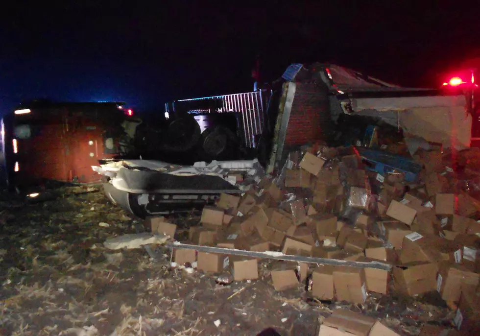 Semi Rollover Tosses Food in Rural Arlington Ditch