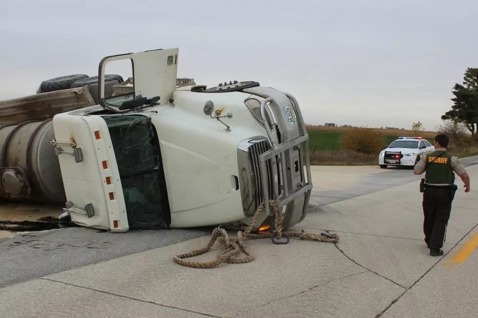 Semi Driver Rolls Truck, Trying to Turn Rig Around