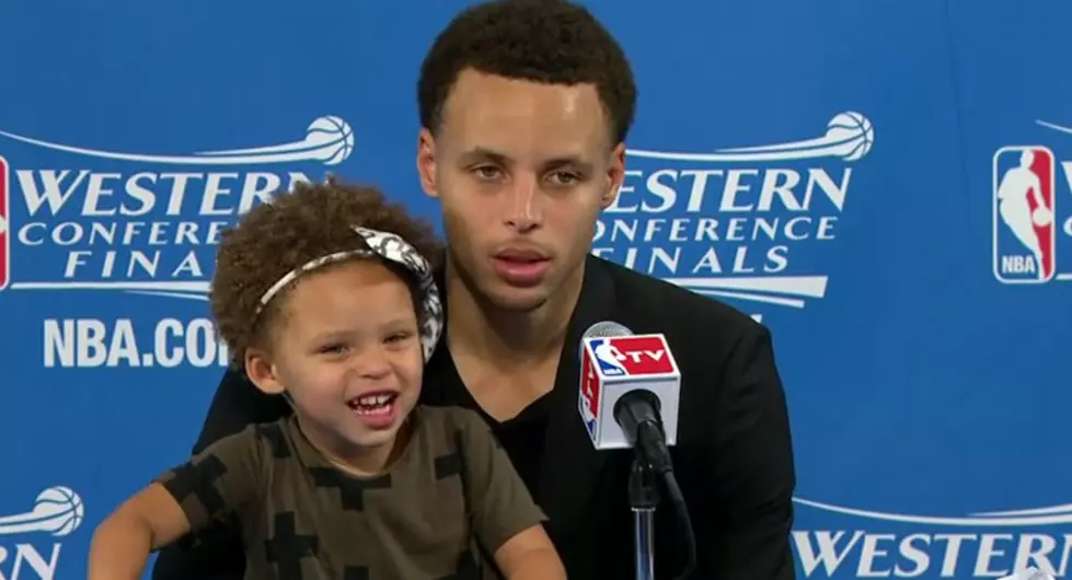 Basketball Star’s Daughter Grabs all of the Attention at Press Conference [VIDEO]