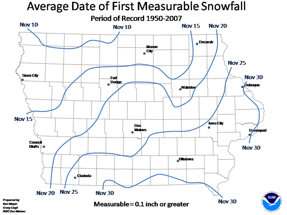 When Will the First Snowflake Fall in Iowa?