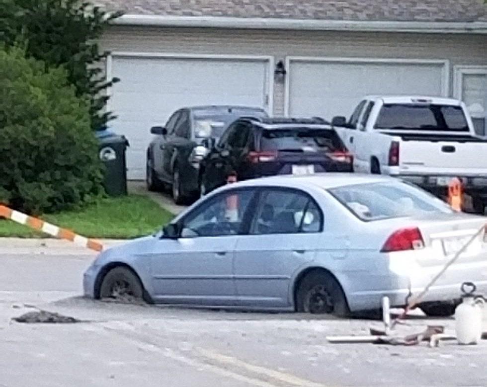 Kids, Ignore That GPS! Iowa Driver Gets Stuck in Wet Concrete [PICTURE]