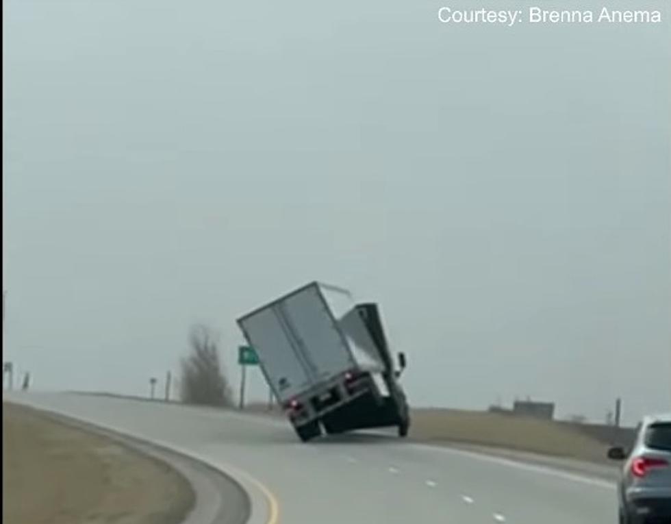 High Winds Take Down a Big Rig Yesterday in Iowa [VIDEO]