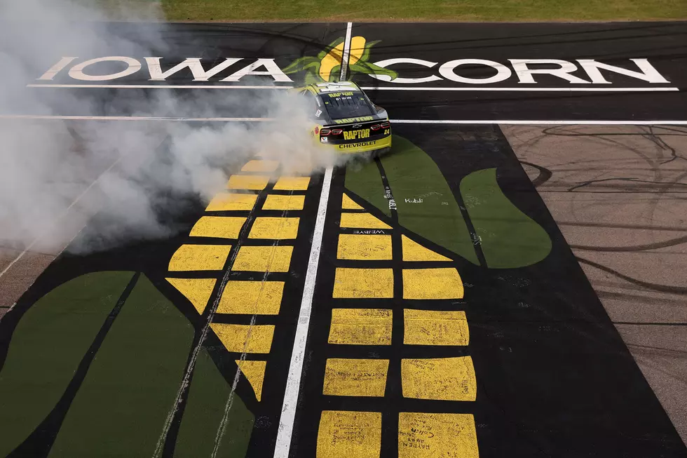 Credit: Meg Oliphant/Getty Images | NEWTON, IOWA - AUGUST 03: William Byron, driver of the #24 Raptor Chevrolet, celebrates with a burnout after winning the NASCAR Cup Series Iowa Corn 350 Powered by Ethanol at Iowa Speedway on August 03, 2025 in Newton, Iowa.