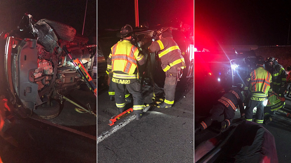 Rollover Closes I-84 in Danbury, Firefighters Extricate Driver