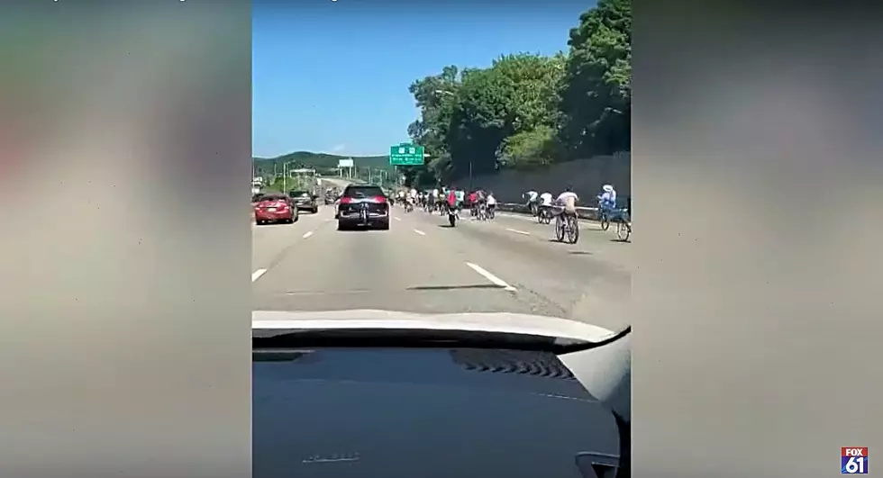 Watch Hundreds of Teens on Bikes Riding With Traffic on I-91
