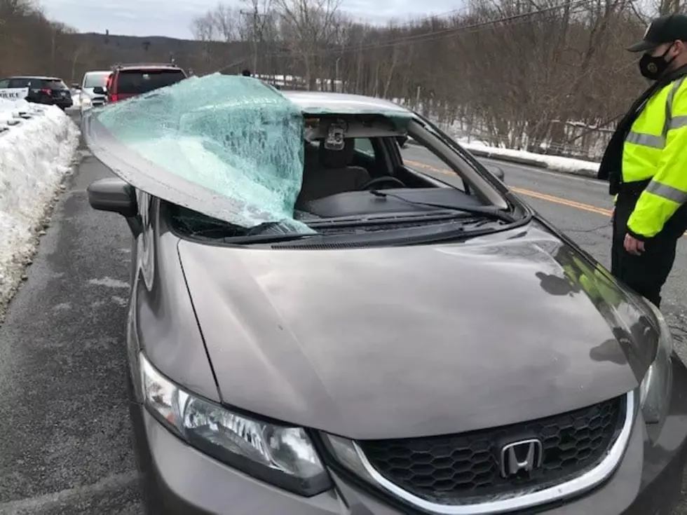 Connecticut Driver’s Windshield Smashed After Being Hit with Ice While Driving