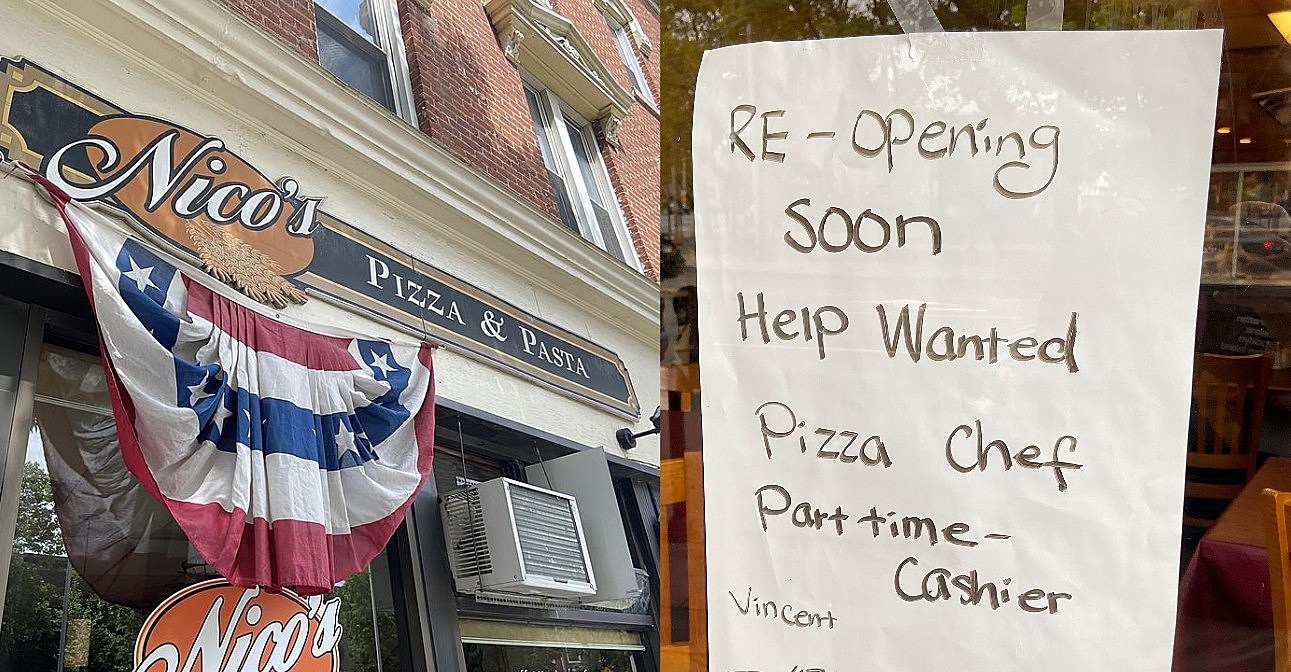 Sign Says Nico's Pizza and Pasta in Danbury Will Re-Open Soon