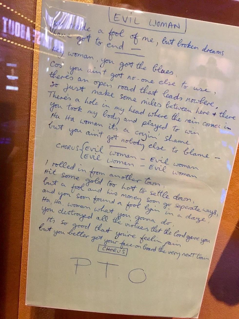 Gregg Rolie handwritten lyrics