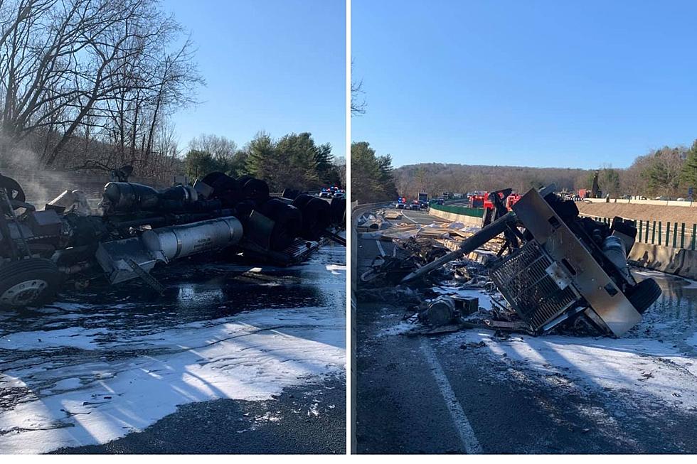 I-84 in Newtown + Southbury Shut Down Due to Fiery Tractor Trailer Rollover