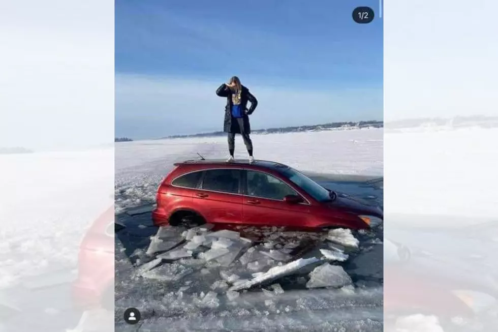 MN Woman Poses for Photos After Putting Vehicle Through Ice