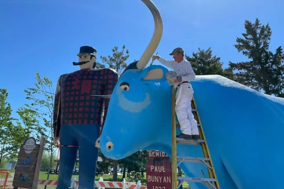 Update: Paul Bunyan's Arm Fixed, Babe Gets Fresh Paint