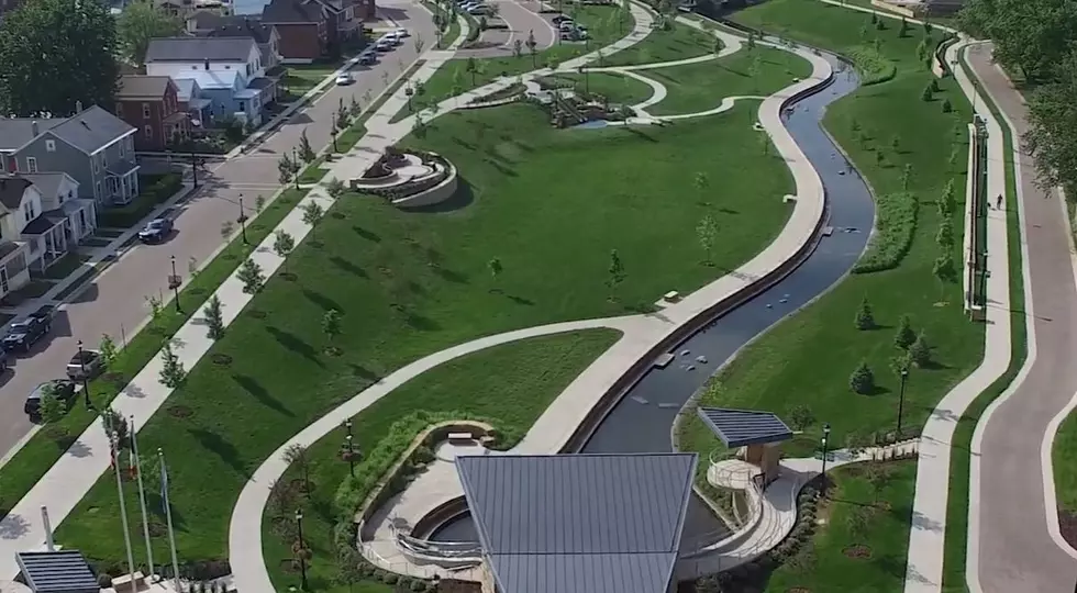 Credit: City of Dubuque Government YouTube Channel A section of the Bee Branch Greenway.