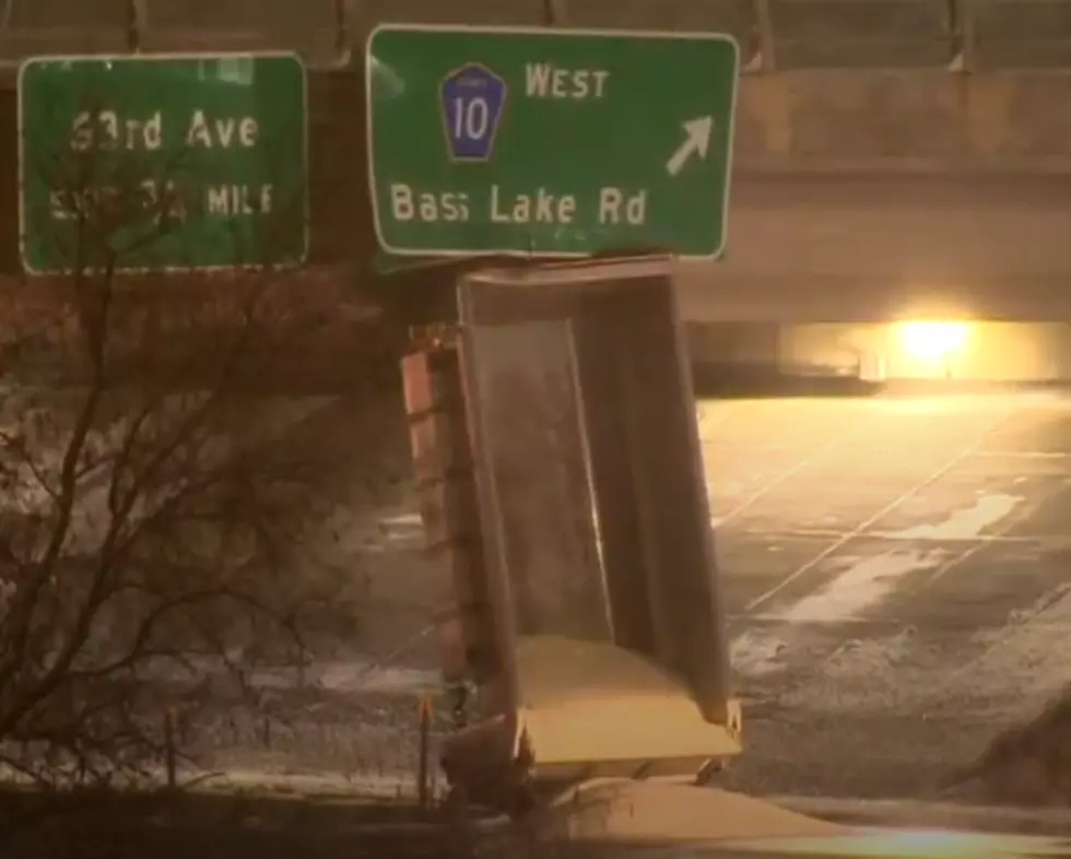 MnDOT Plow Driver On 169 Looses Truck Bed On Bridge Deck