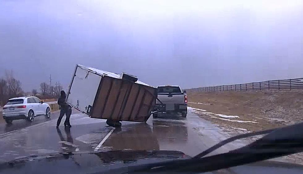 Deputy Helps Minnesota Driver Flip Trailer Back Over After Storm!