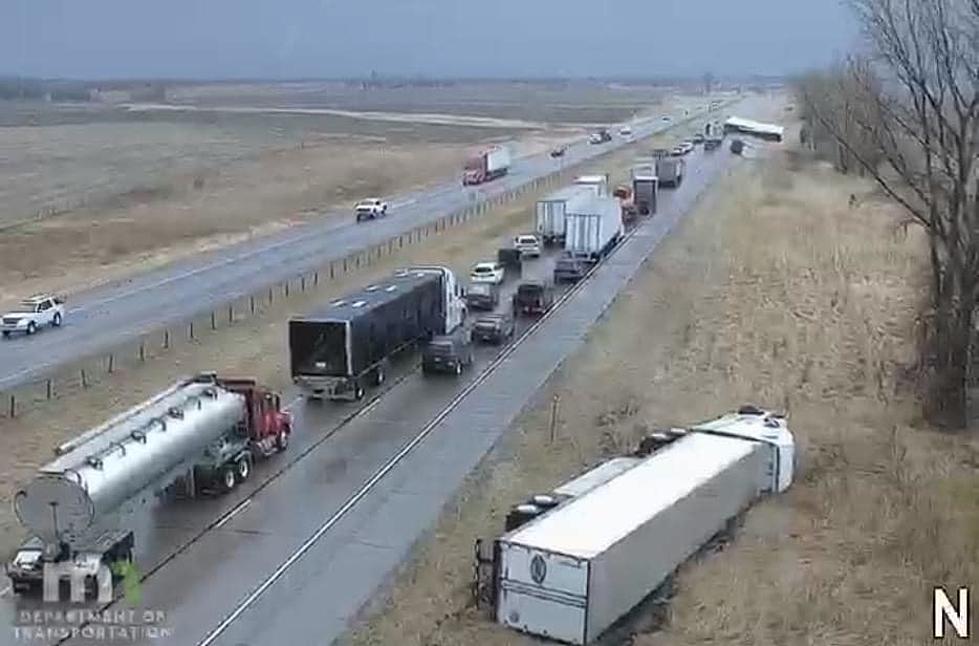 Straight Line Winds Believed to be Culprit in Semis Blown Off I-35