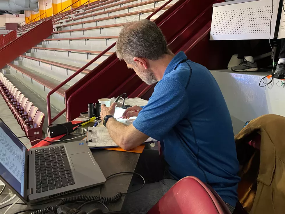 Roy Doing Prep Work for 2022 MSHSL State High School Boys Basketball Tournament. Photo by Gordy Kosfeld