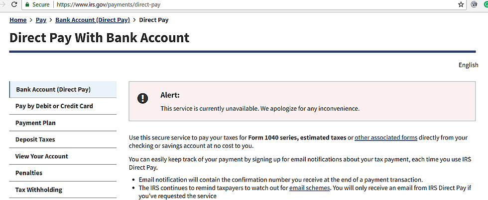 The IRS Webpage Isn&#8217;t Allowing You To Pay, But You Still Have Too