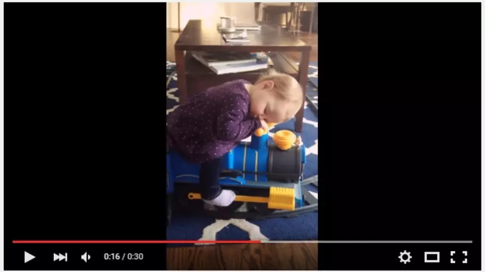 Baby Sleeps On Her Still Moving Toy Train