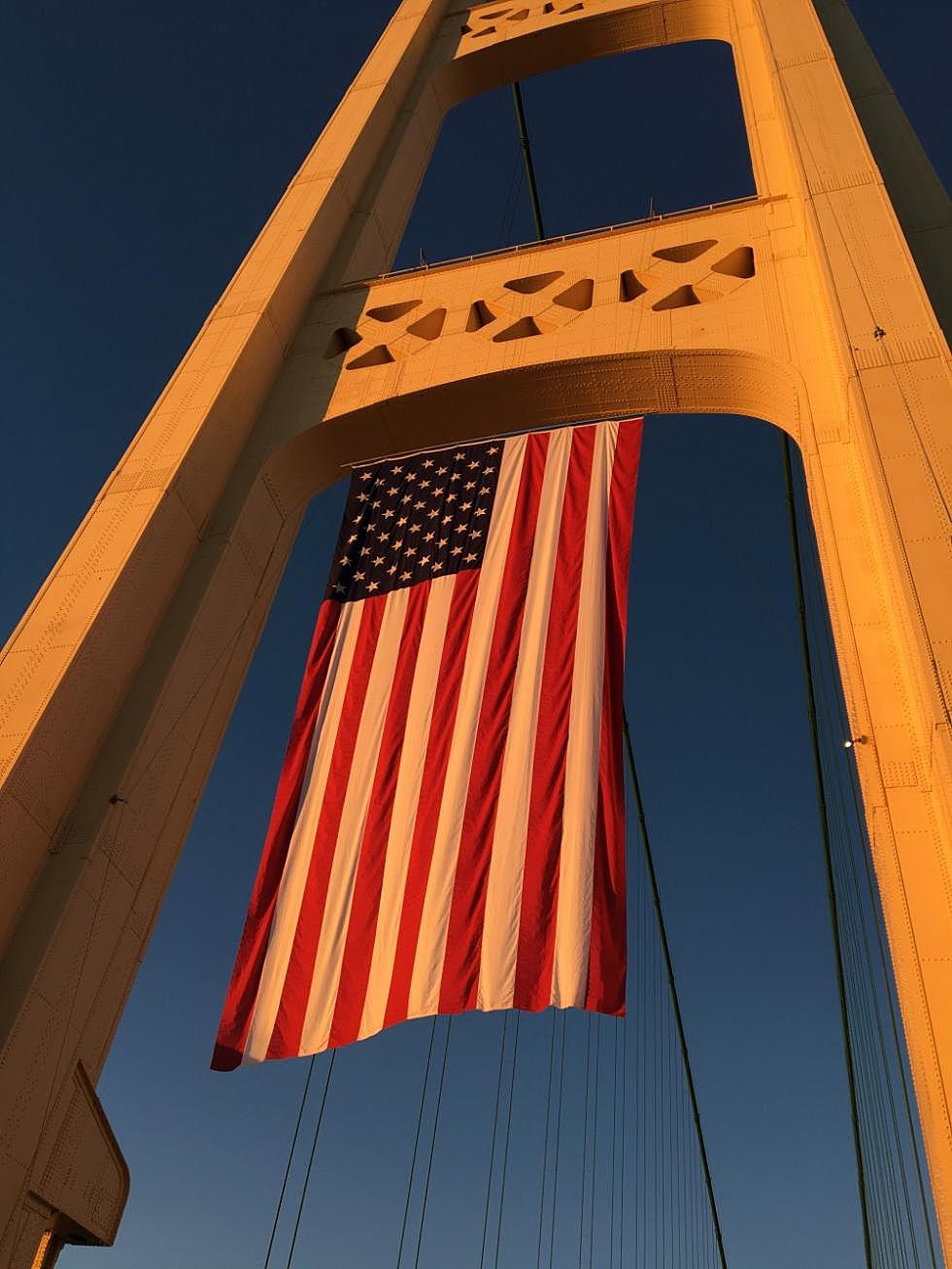 Old Glory Hangs From The Mackinac Bridge This Fourth of July