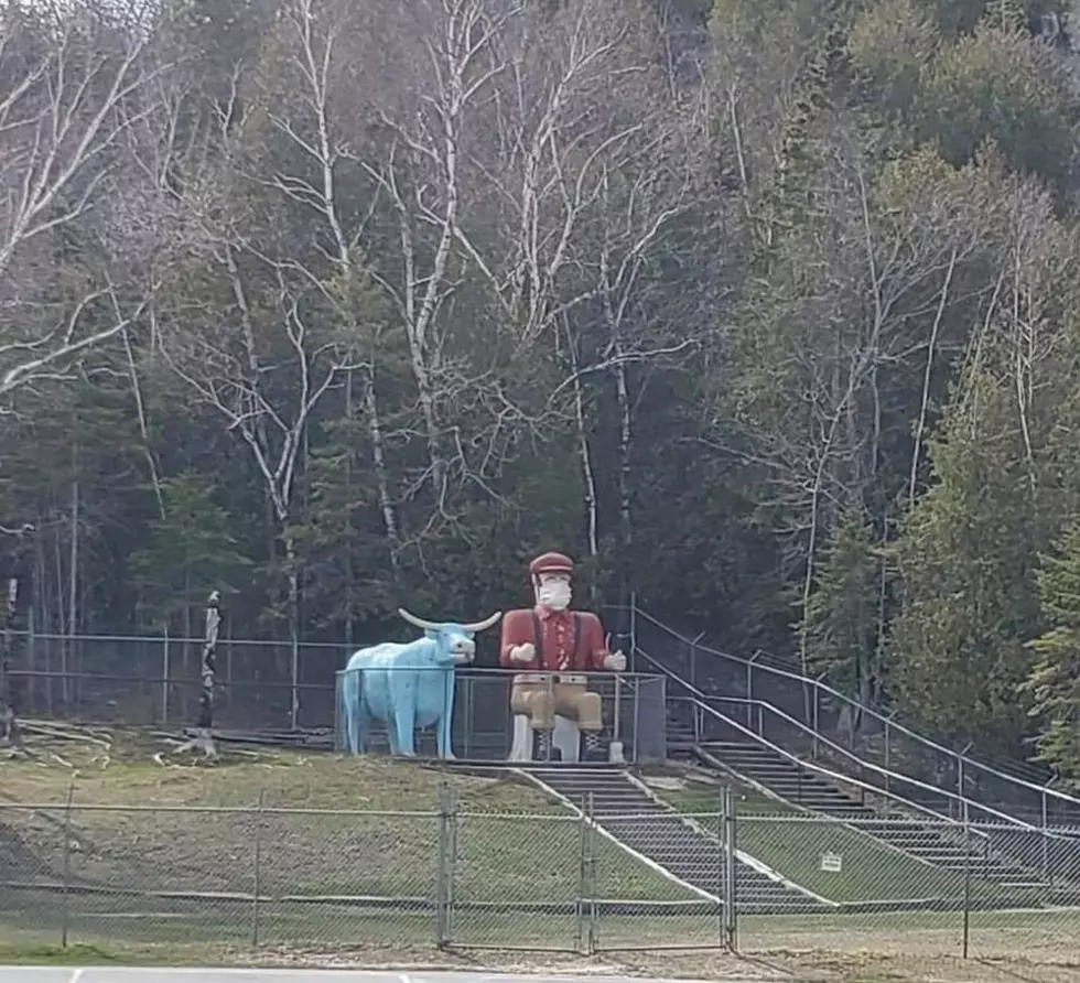 Michigan Paul Bunyan Statue Seen Practicing Social Distancing