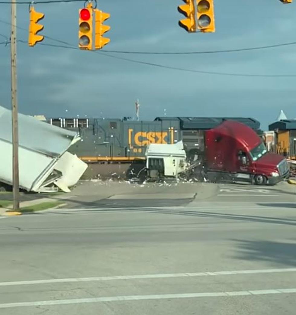 Multiple Videos Go Viral of Train Destroying Semi Stuck on Tracks in Ohio