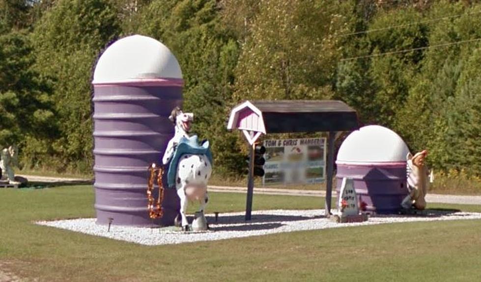 The Flashing Cow Statue in Daggett, Michigan