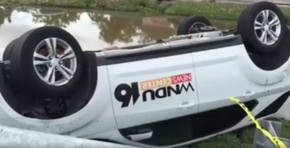 TV Station’s Car Flips During Flood Coverage in South Bend