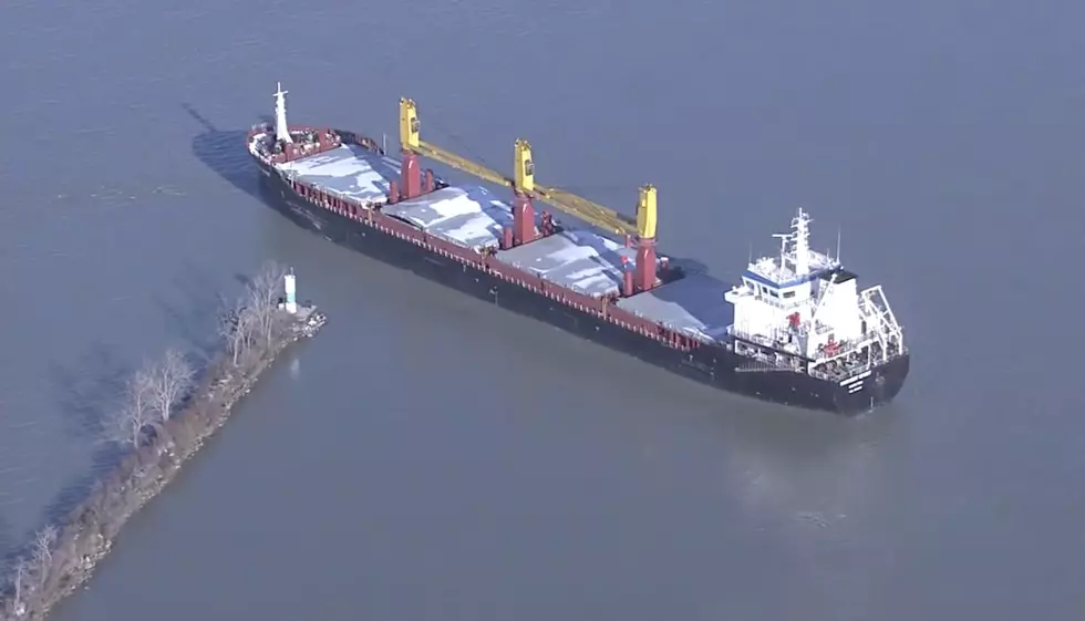500 Foot Freighter Goes Aground and A Shipping Logjam Ensues