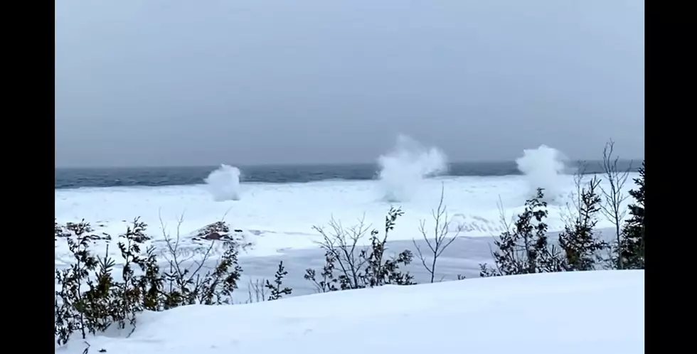 These Triple Ice Volcanoes of Lake Superior North of Houghton, Michigan are Intense