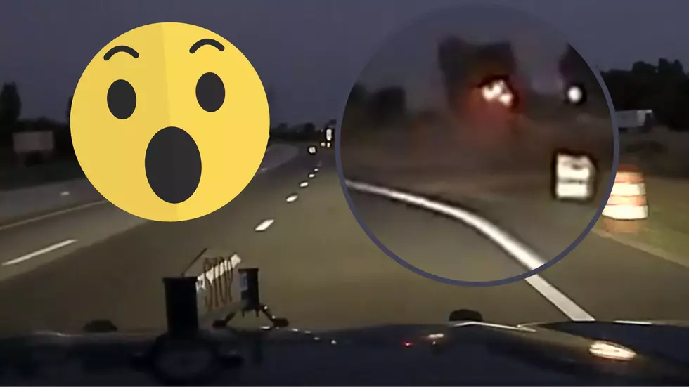 WATCH: Dashcam Footage Shows Car Go Airborne In Construction Zone