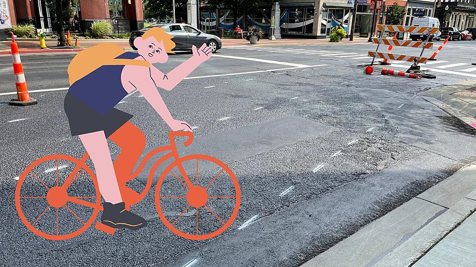 It’s Happening: Bike Lanes Are Being Painted on Michigan Ave. in Downtown Kalamazoo