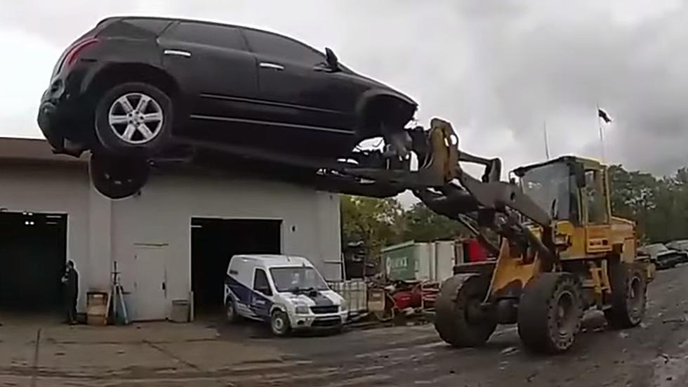 Ohio Salvage Yard Employees Use Forklift To Catch Thief; Suspend Him 20-feet In The Air