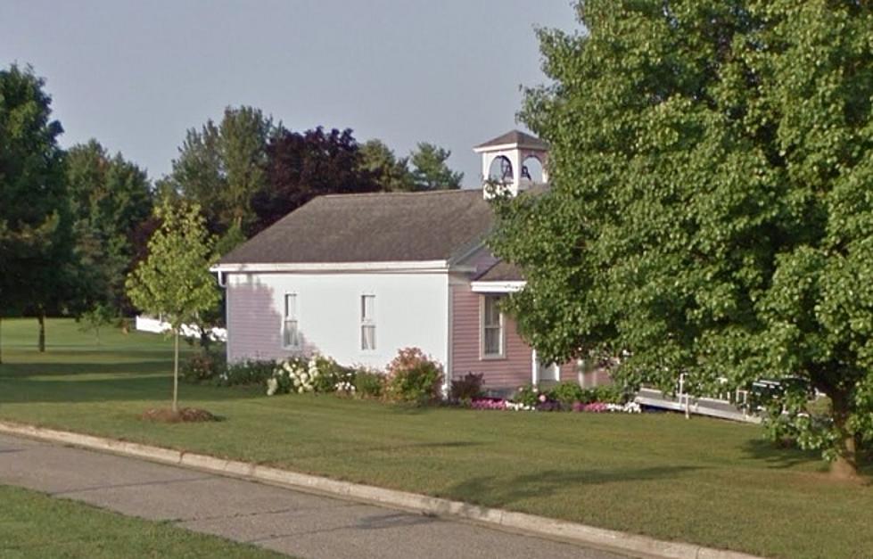 The Old, Pink, 1854 One-Room Schoolhouse in Mason