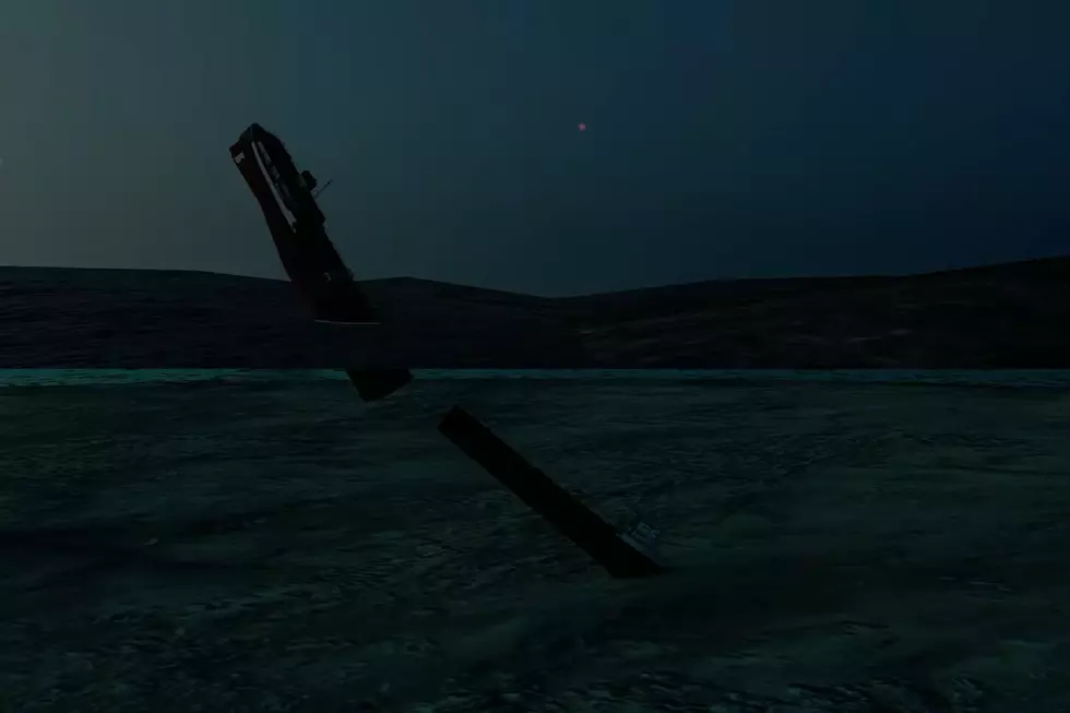 A computer rendering of the last moments of the S.S. Edmund Fitzgerald on Lake Superior on November 10, 1975.