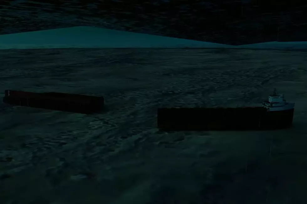 A computer rendering of the last moments of the S.S. Edmund Fitzgerald on Lake Superior on November 10, 1975.