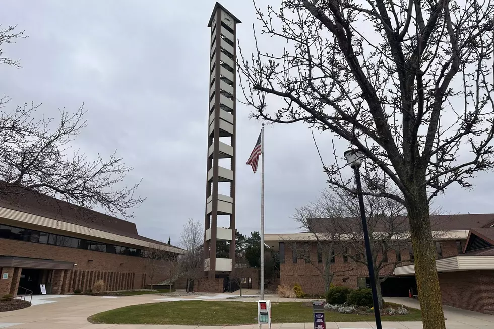 The Meridian Township Clock Tower, as seen from the parking lot of the Meridian Township Offices.