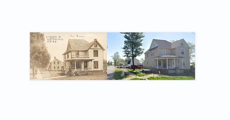 Then & Now Photos - Clayton, Michigan: Lenawee County, 1900-2020s