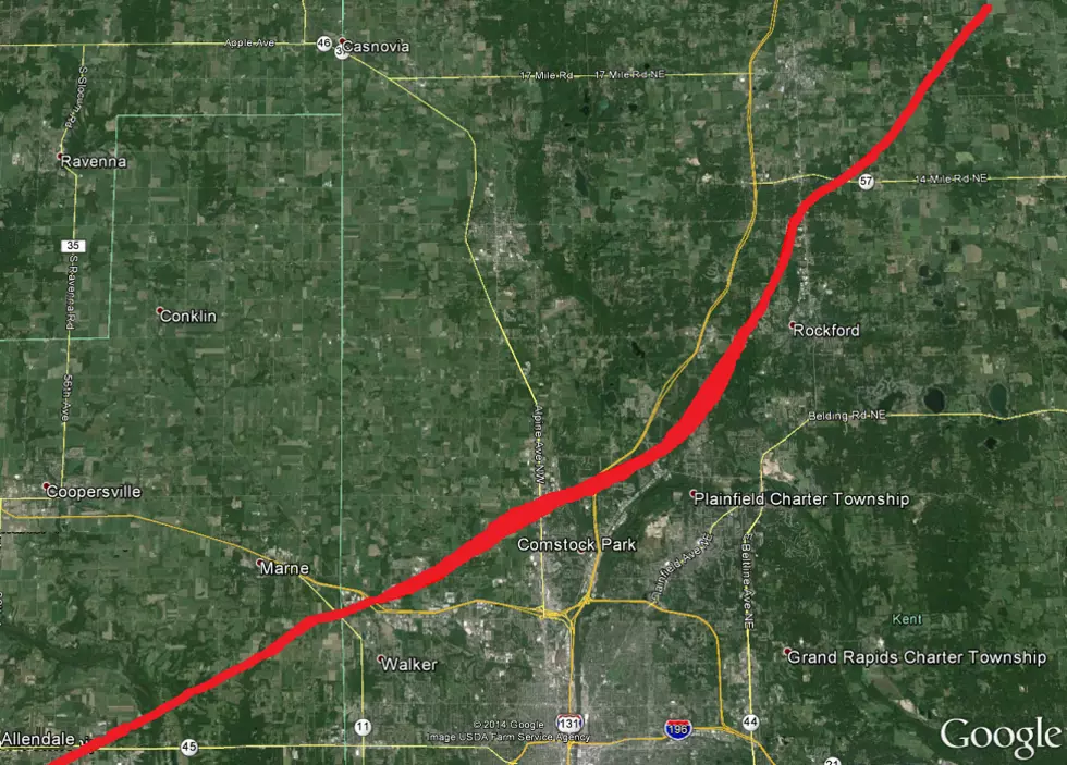 The Allendale to Cedar Springs Tornados 35 mile long path. Google Maps / Weather.gov