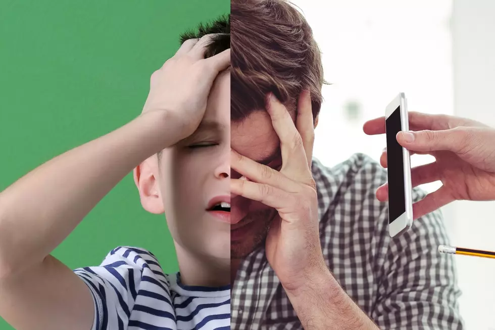 A stressed young man blending into a stressed adult