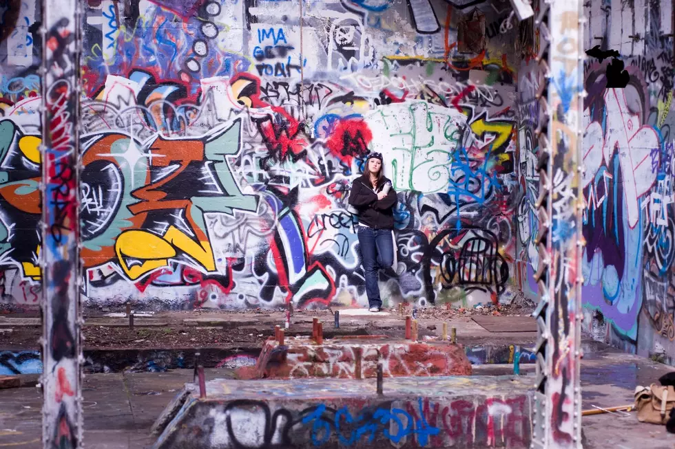 Graffiti is seen on a Michigan street.