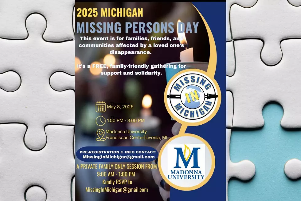 A post for the Missing Person's Day event, happening on May 8, 2025 at the Madonna University in Livonia, MIchigan.