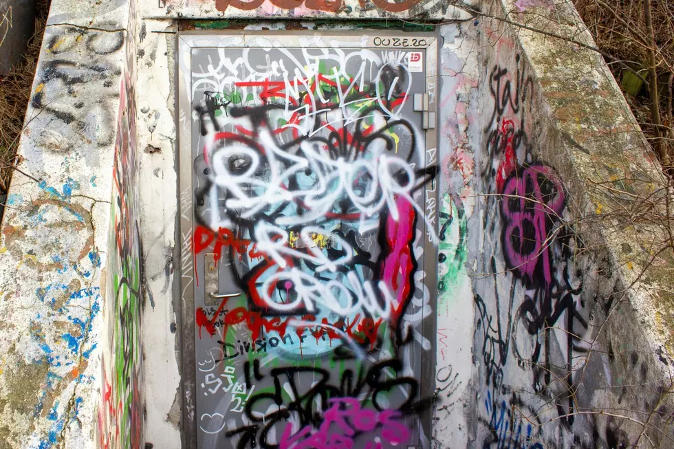 Graffiti covering an entrance.