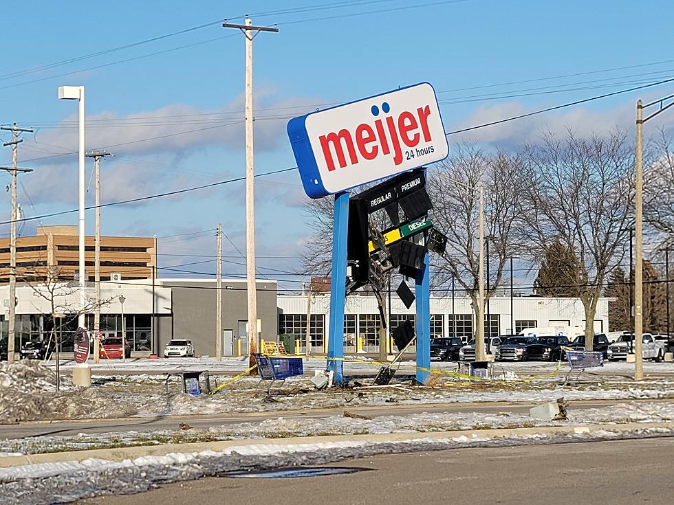 Did Someone Crash Into The Meijer Gas Station Sign on Penn?