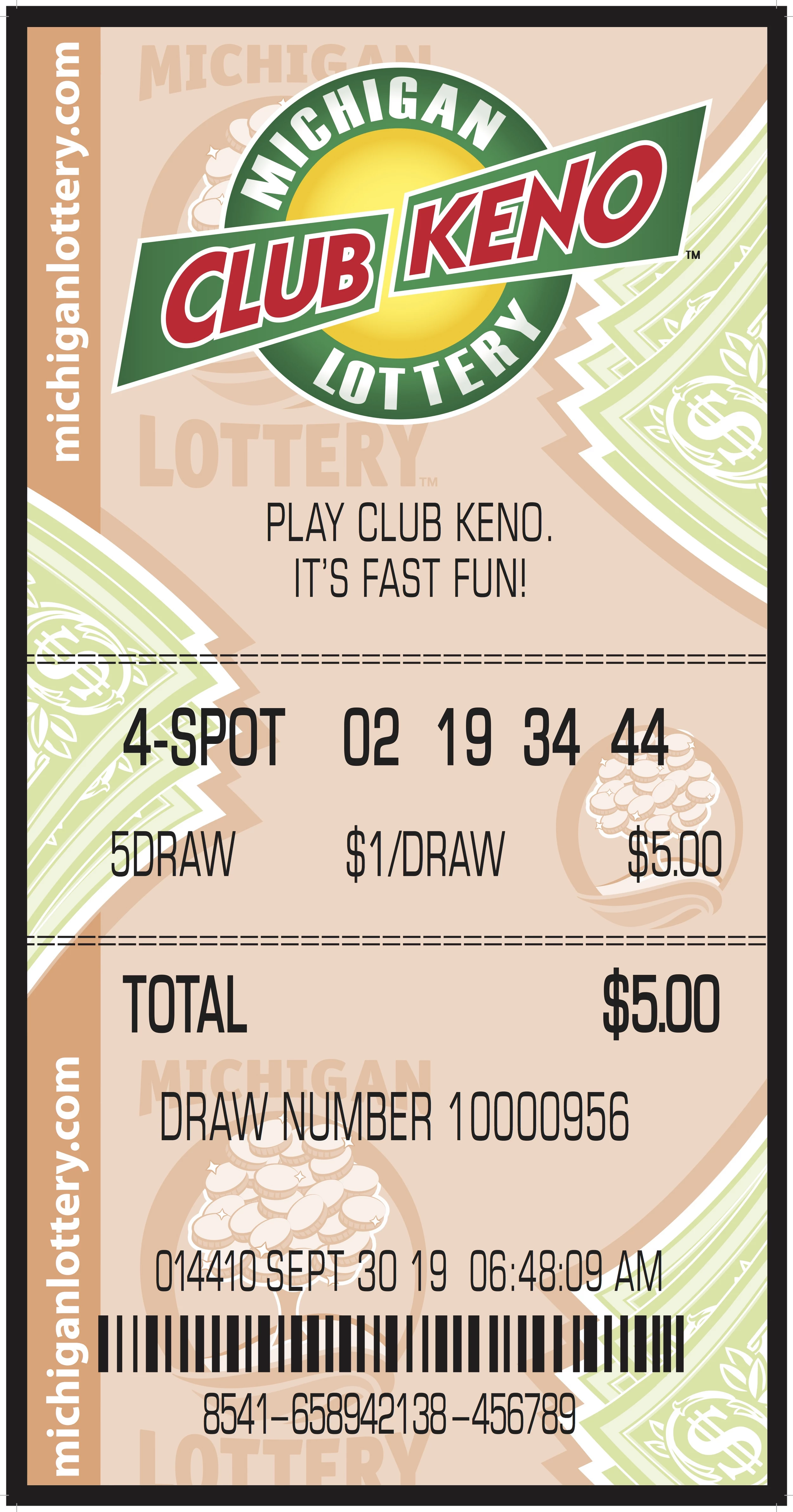 club keno numbers